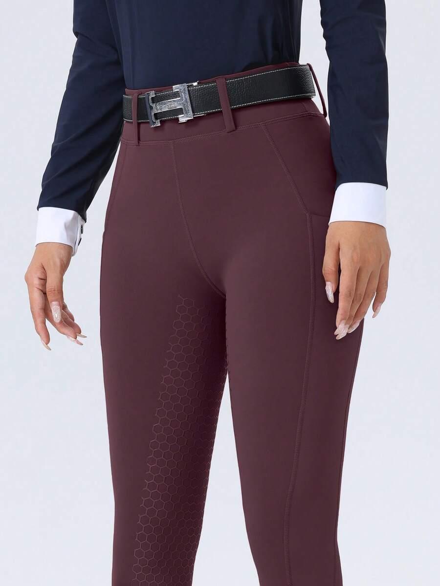 burgundowe spodnie do jazdy konnej