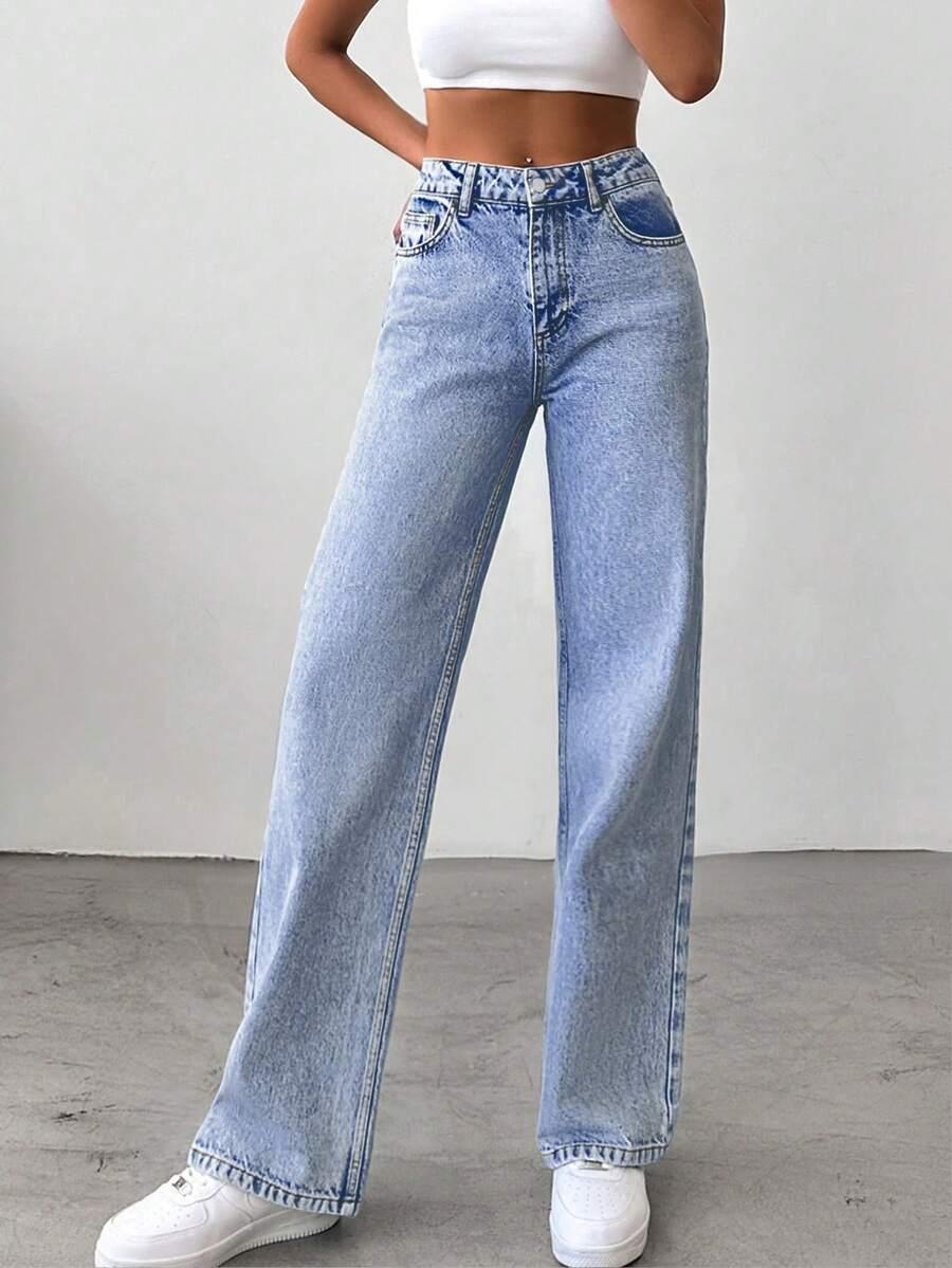 NIEBIESKIE SPODNIE JEANS WYSOKI STAN 