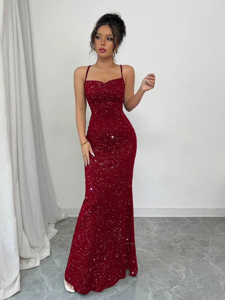 CZERWONA MAXI SUKIENKA 
