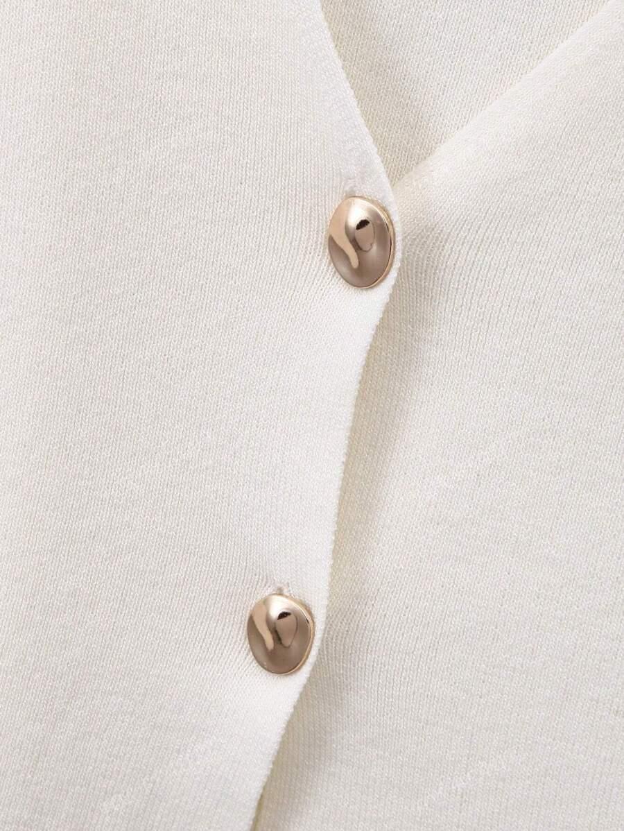 DZIANINOWA BLUZKA V-NECK GUZIKI