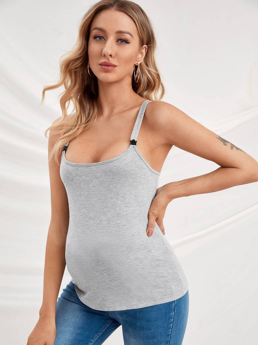 szary ciążowy top na ramiączkach basic