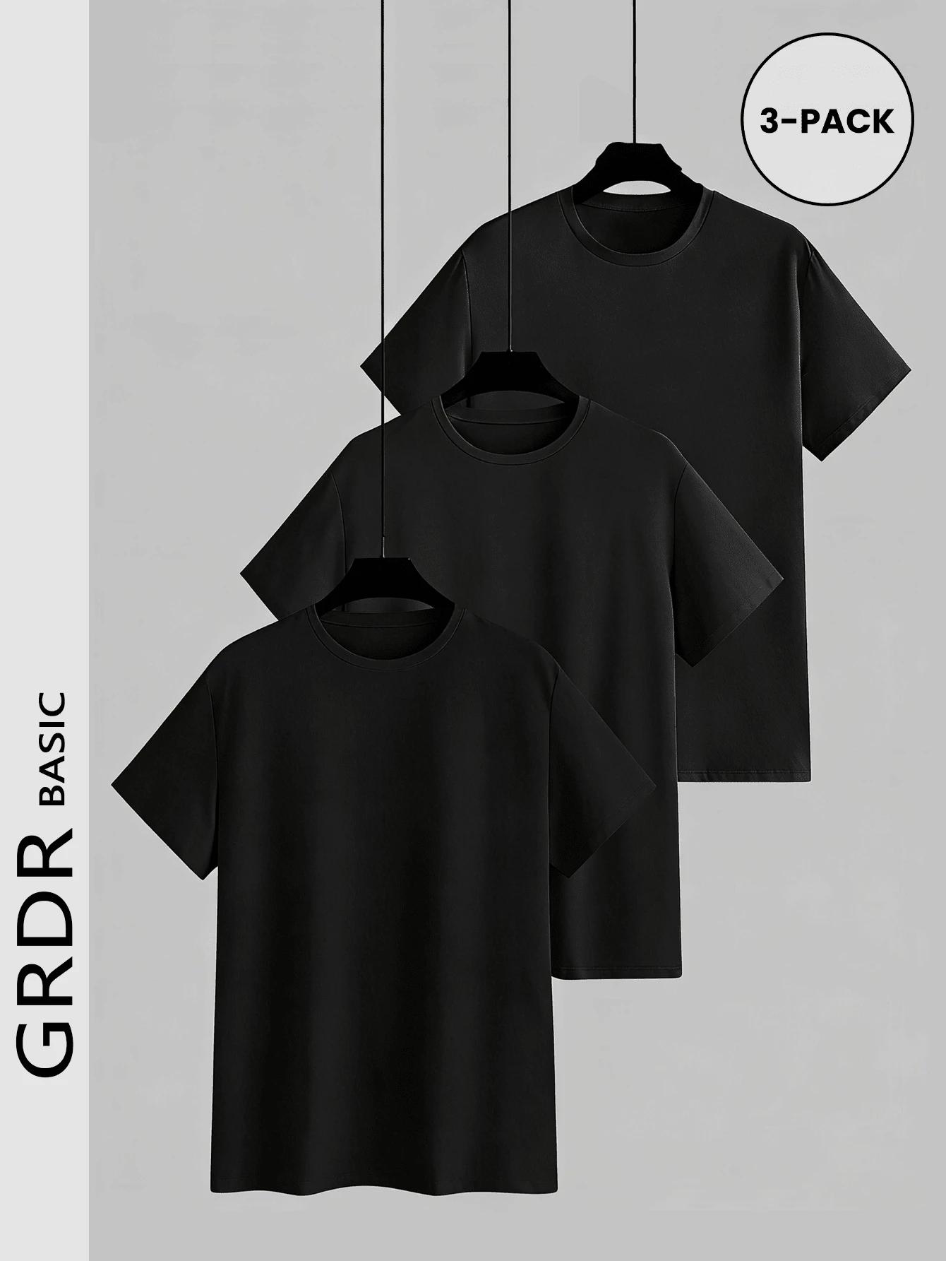 czarny t-shirt 3-pack