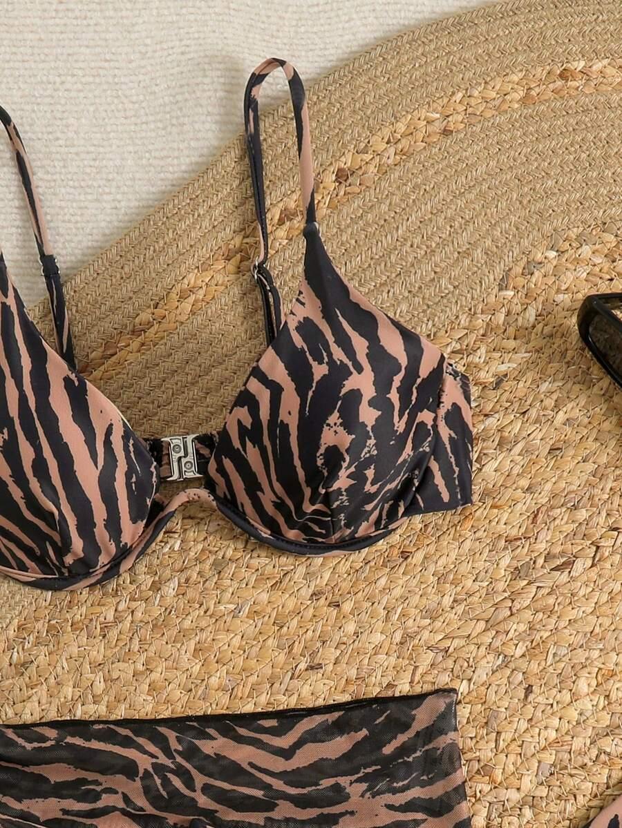 TRZYCZĘŚCIOWY KOMPLET BIKINI  ANIMAL PRINT