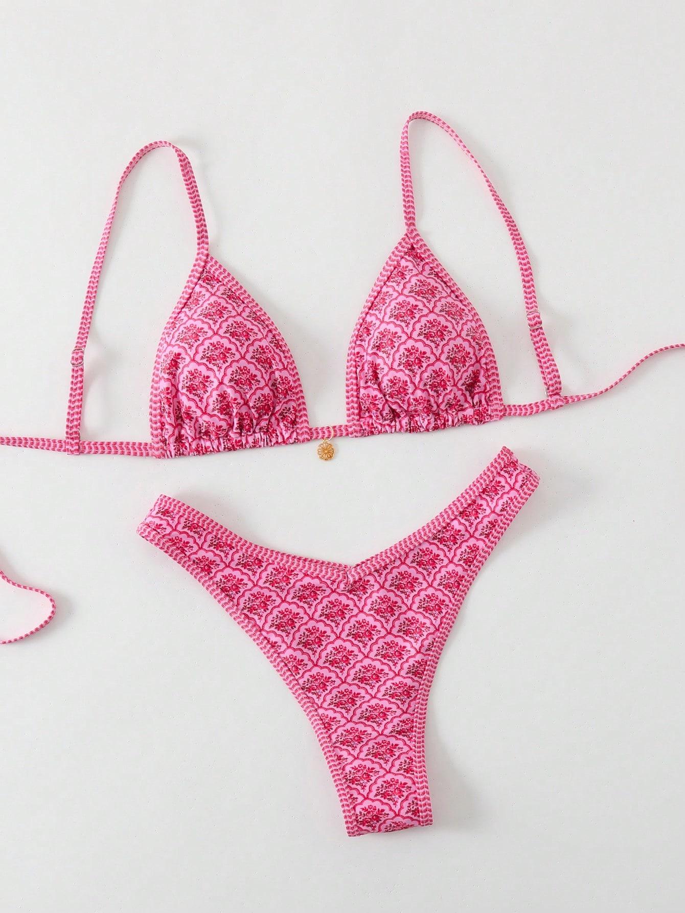 RÓŻOWE BIKINI KWIATOWY WZÓR