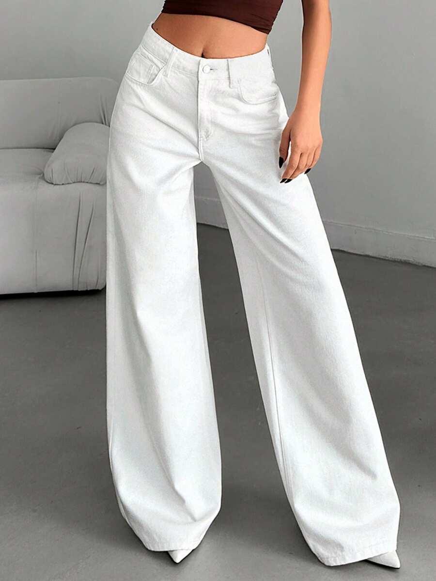 BIAŁE SPODNIE JEANS