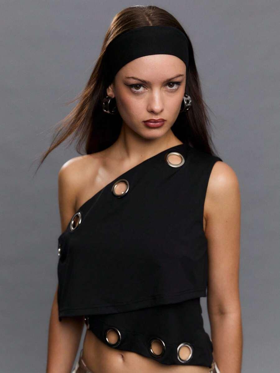 czarny asymetryczny top