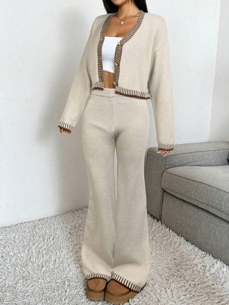 sweter rozpinany spodnie komplet