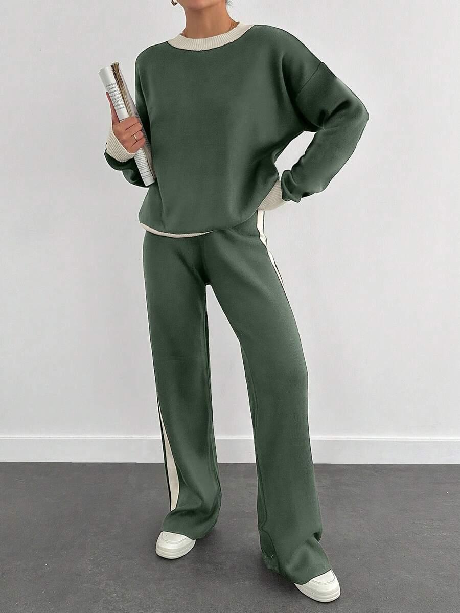 komplet sweter spodnie