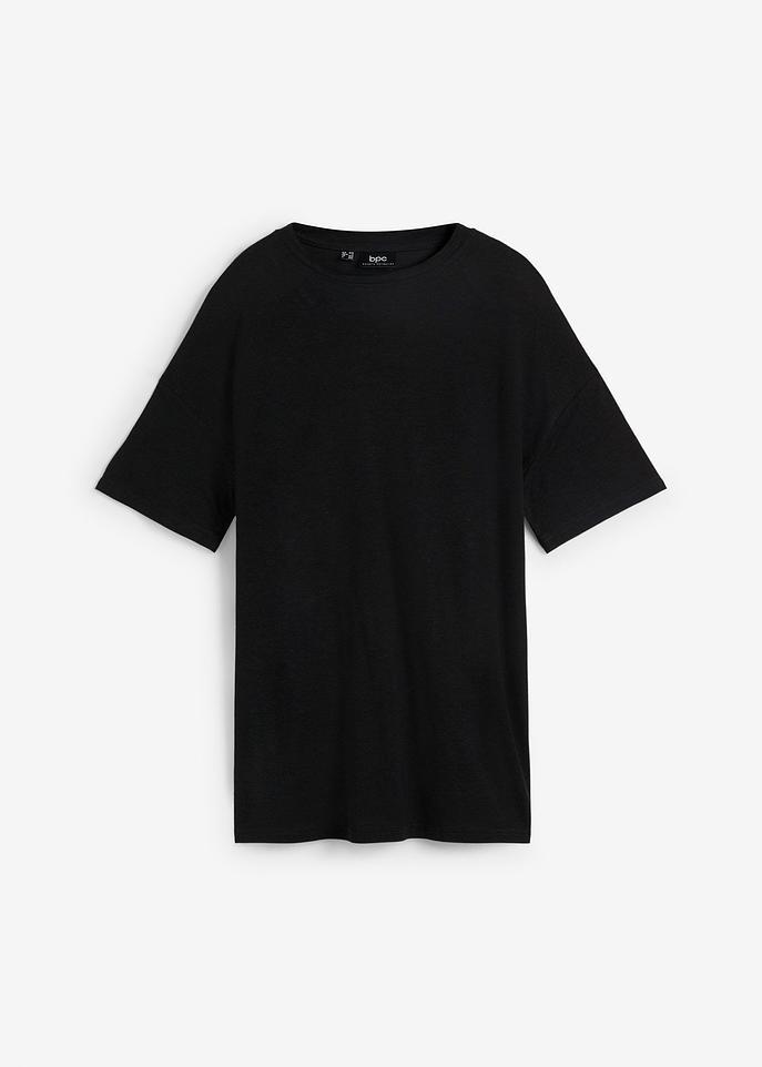 T-SHIRT CZARNY Z LNEM