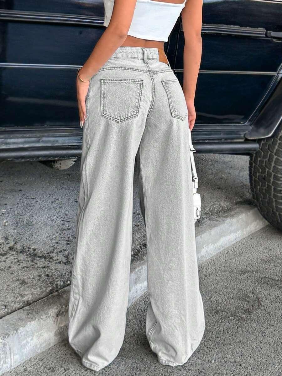SZARE SPODNIE JEANS
