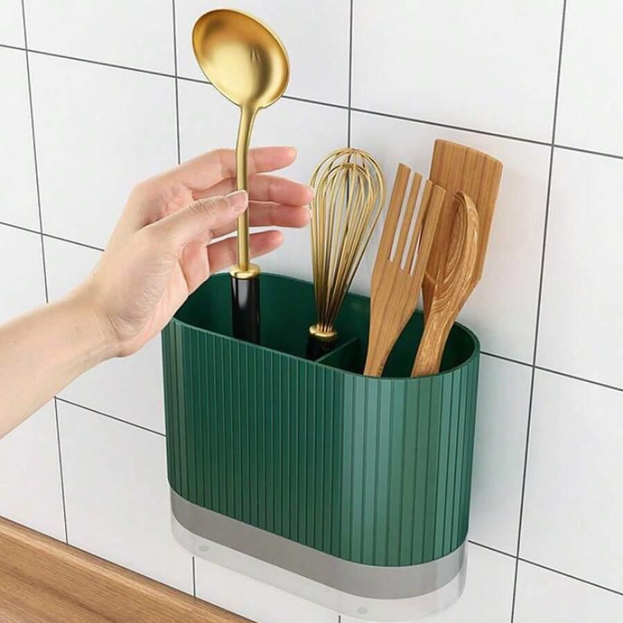 zielony organizer na przybory kuchenne