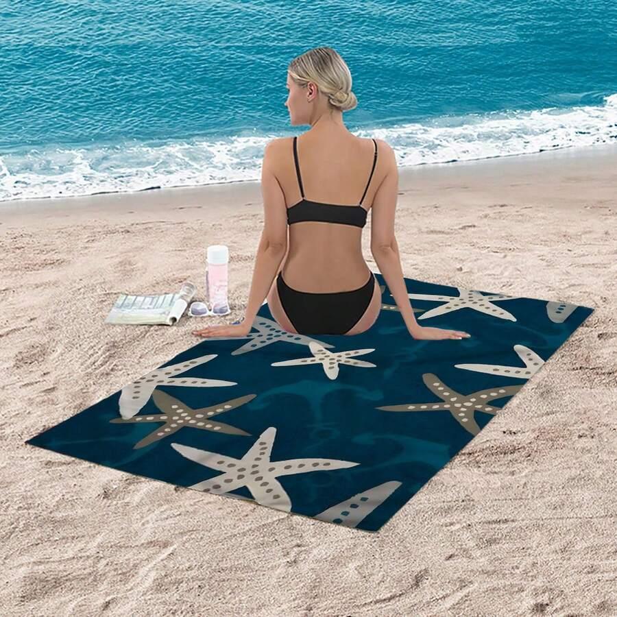 NIEBIESKI RĘCZNIK PLAŻOWY