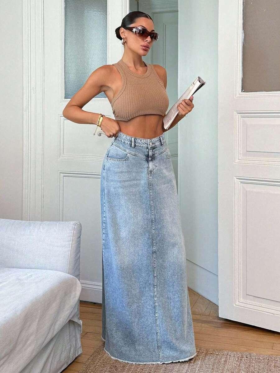 maxi spódnica jeans