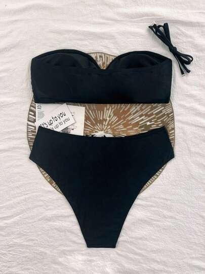 czarny komplet bikini 