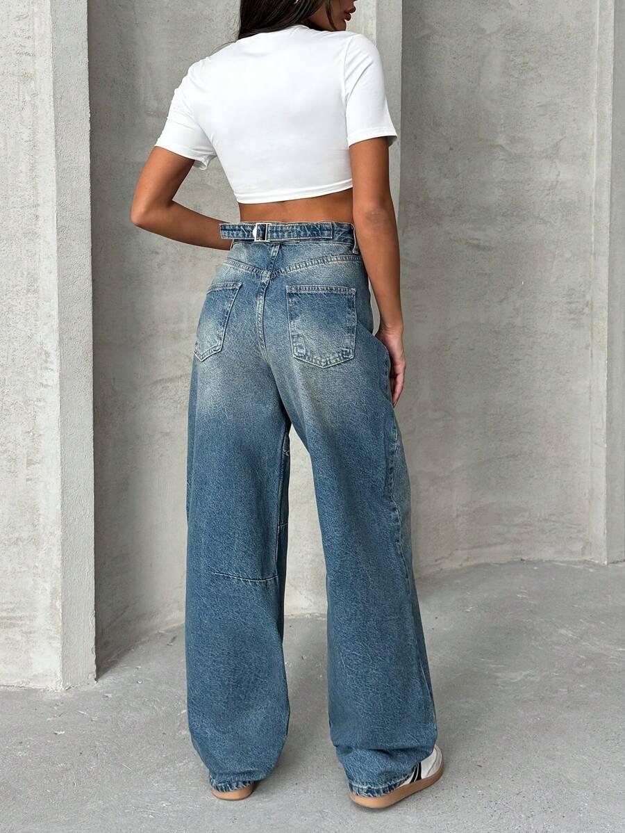 spodnie jeans z wysokim stanem