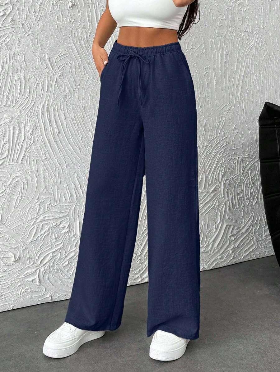 granatowe spodnie casual 