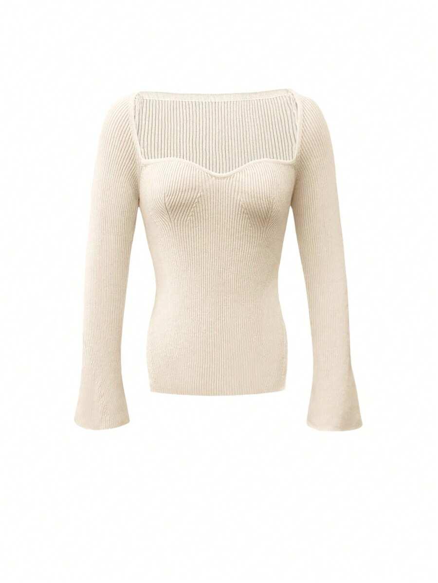 BEŻOWY SWETER DŁUGI RĘKAW