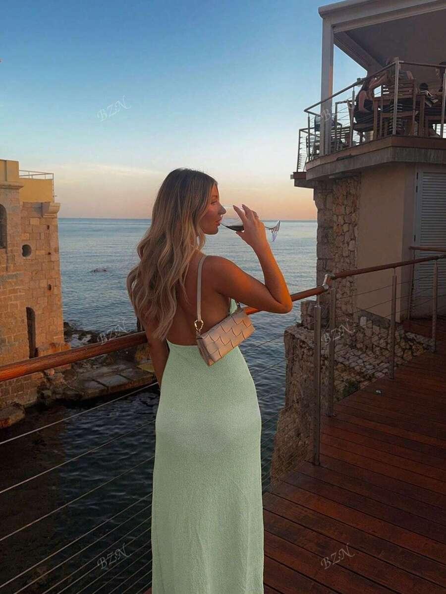 pomarańczowa maxi sukienka plażowa 