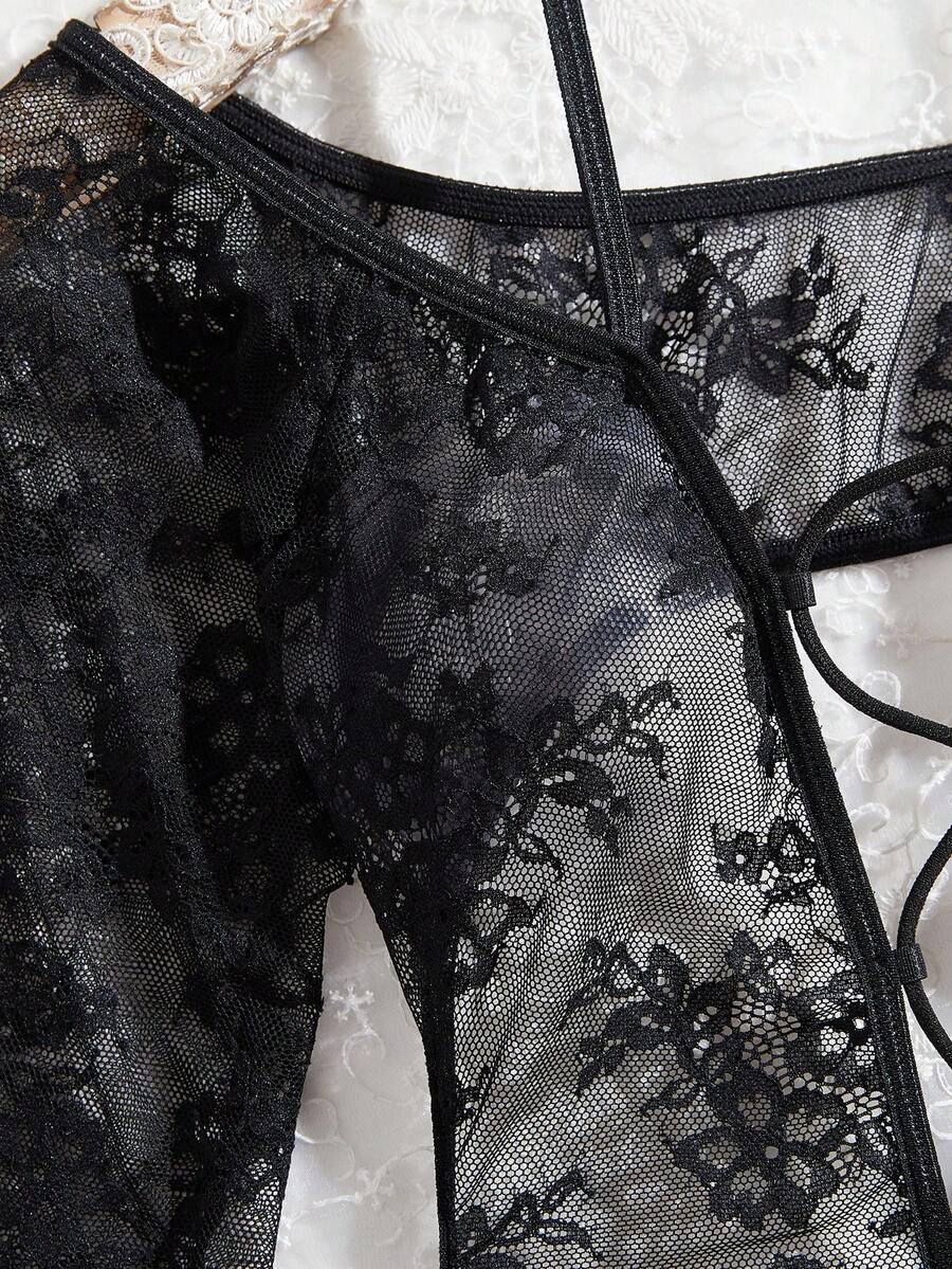 czarne koronkowe body