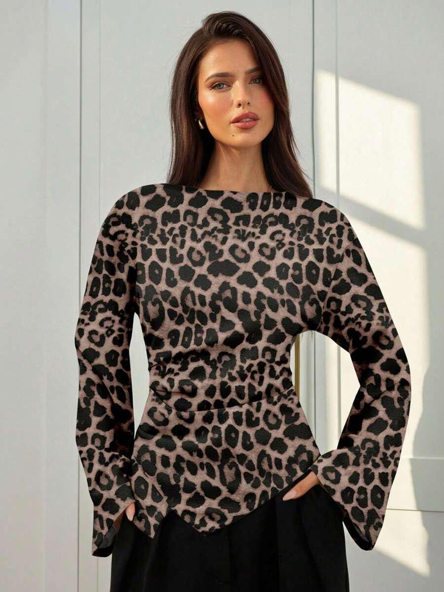 BLUZKA długi rękaw animal print