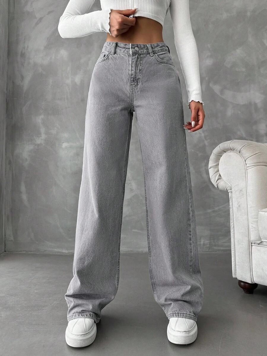 SZARE SPODNIE JEANS 