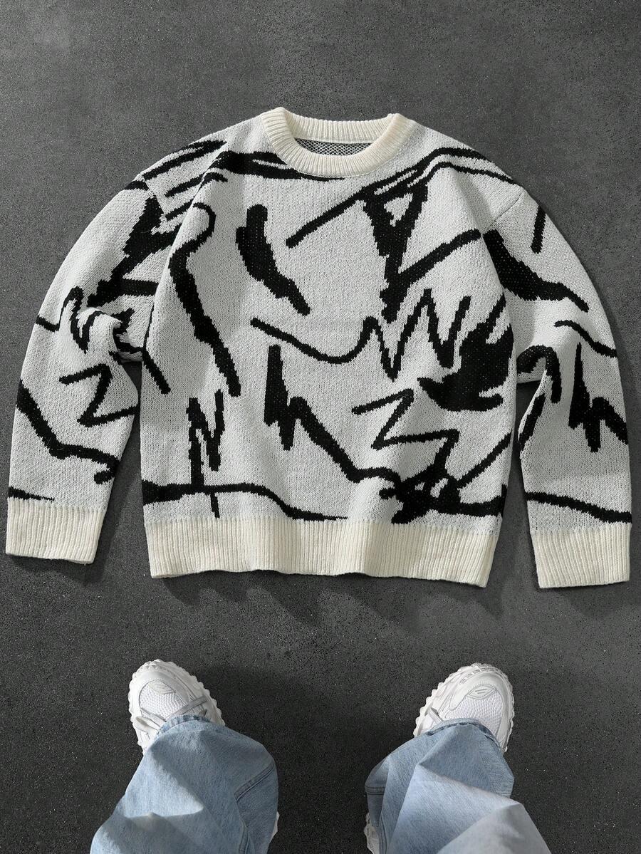 sweter wzór kontrast 