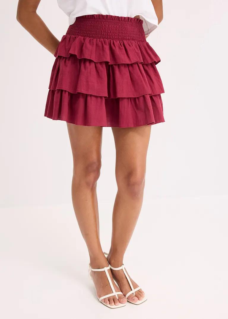 SPÓDNICA MINI ROZKLOSZOWANA BAWEŁNIANA PLUS SIZE