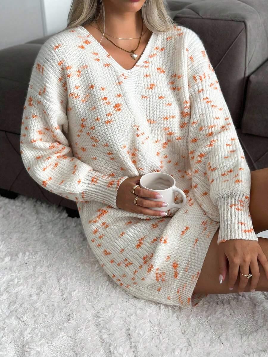 DZIANINOWA SUKIENKA V-NECK 