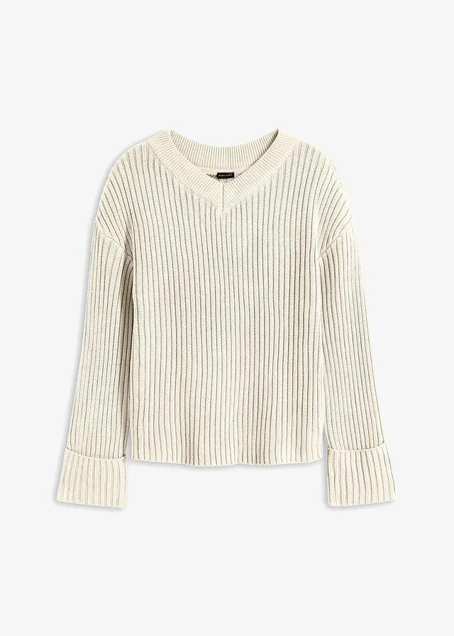 SWETER Z DEKOLTEM W SEREK