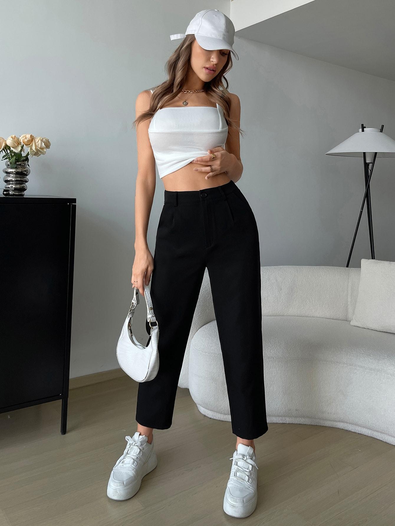 CZARNE SPODNIE CASUAL ZAMEK