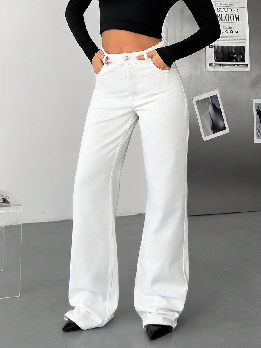 BIAŁE SPODNIE JEANS