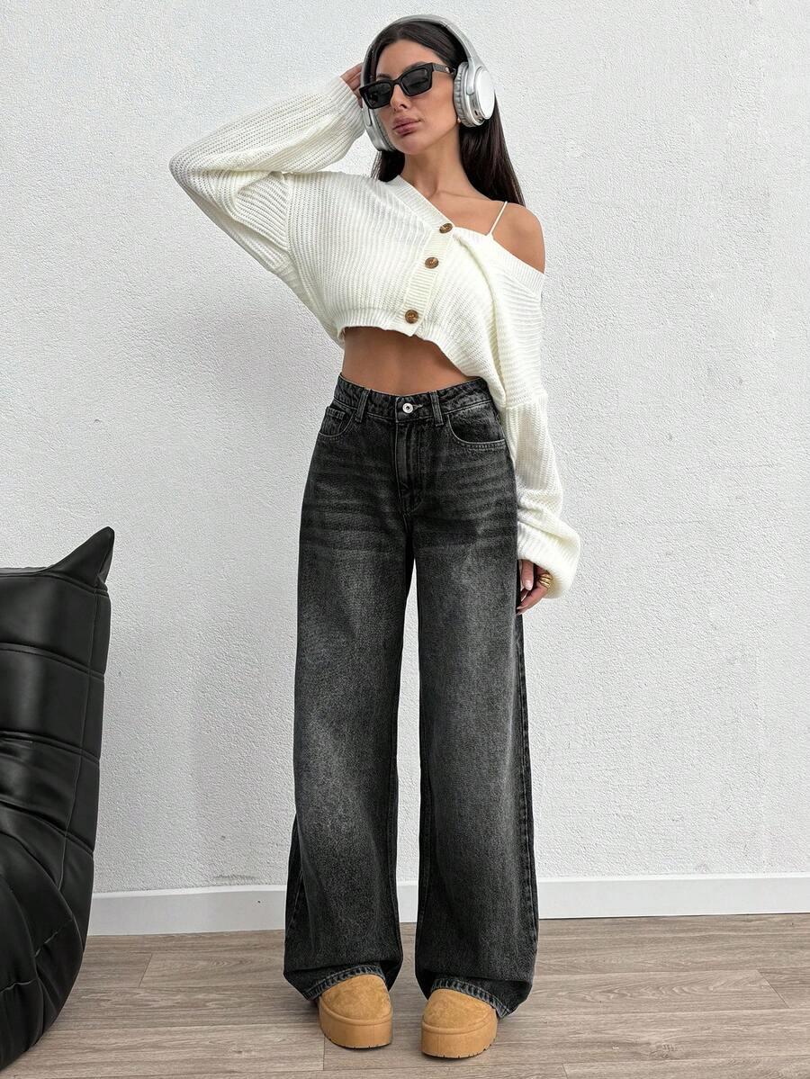 SZARE SPODNIE JEANS