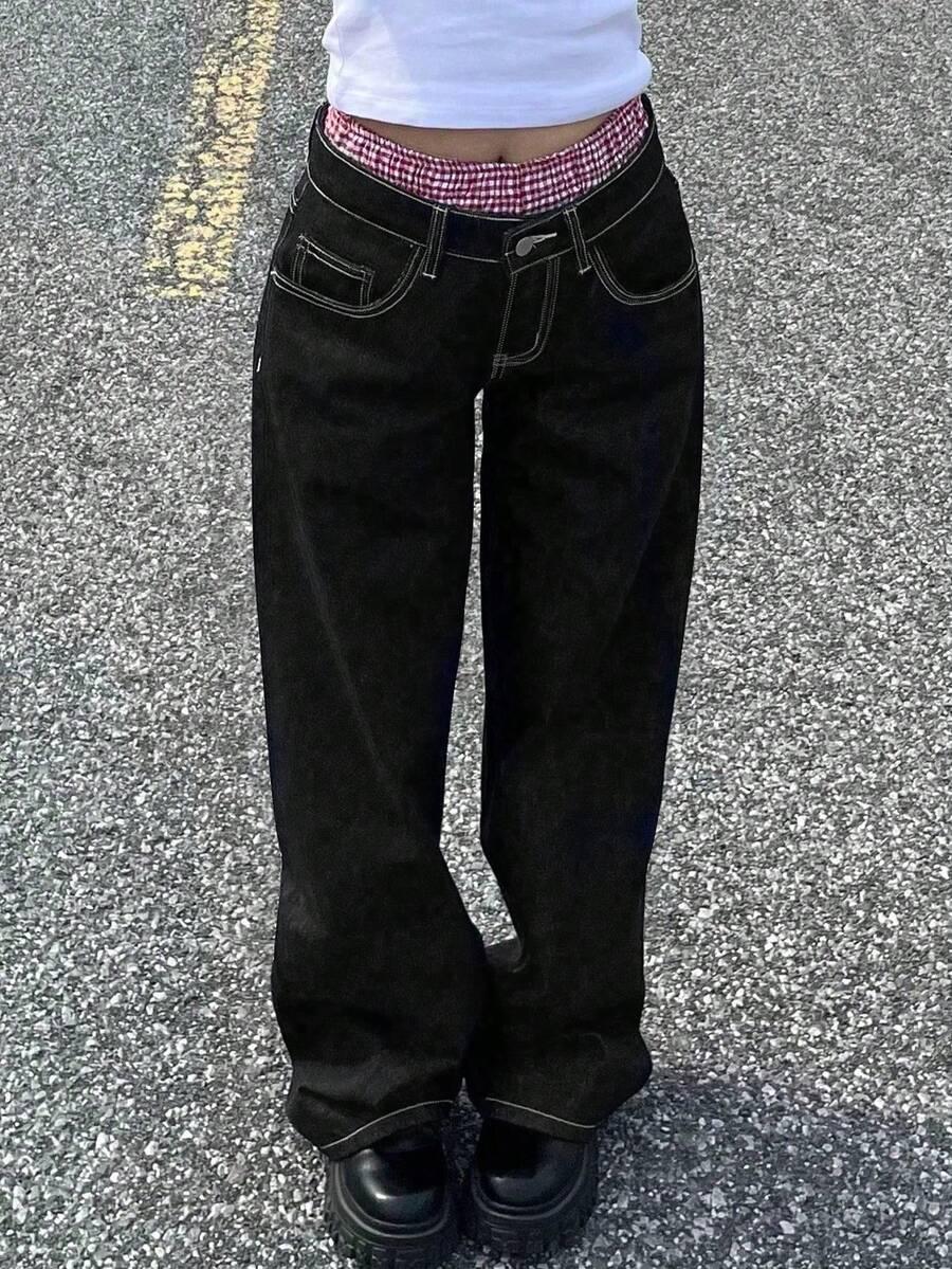 CZARNE SPODNIE JEANS