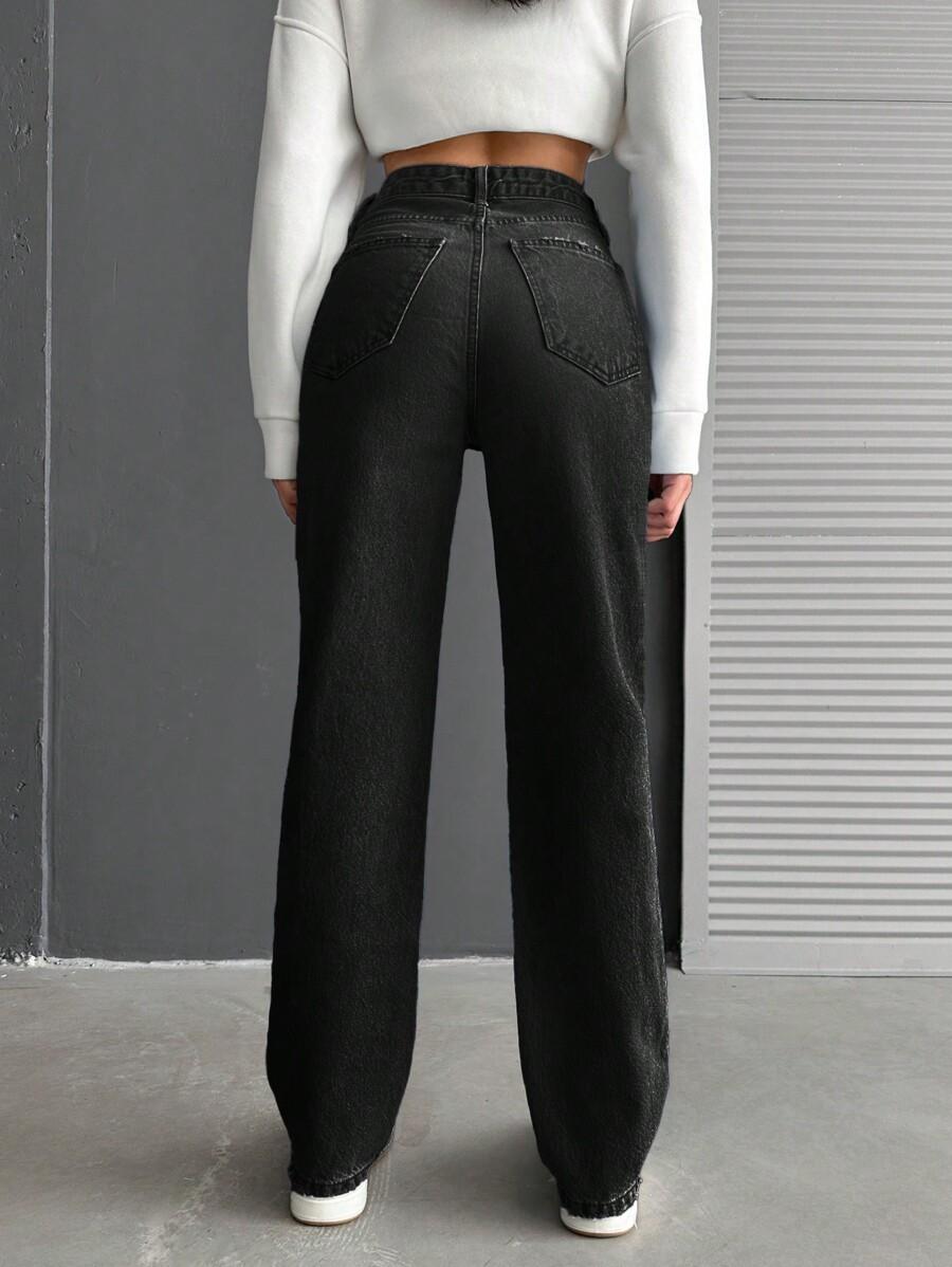 CZARNE PROSTE SPODNIE JEANS