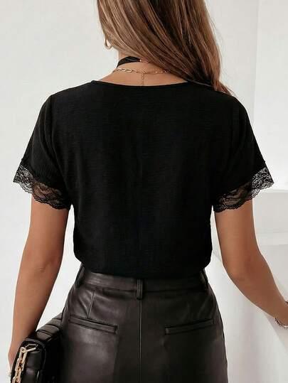 czarna bluzka v neck