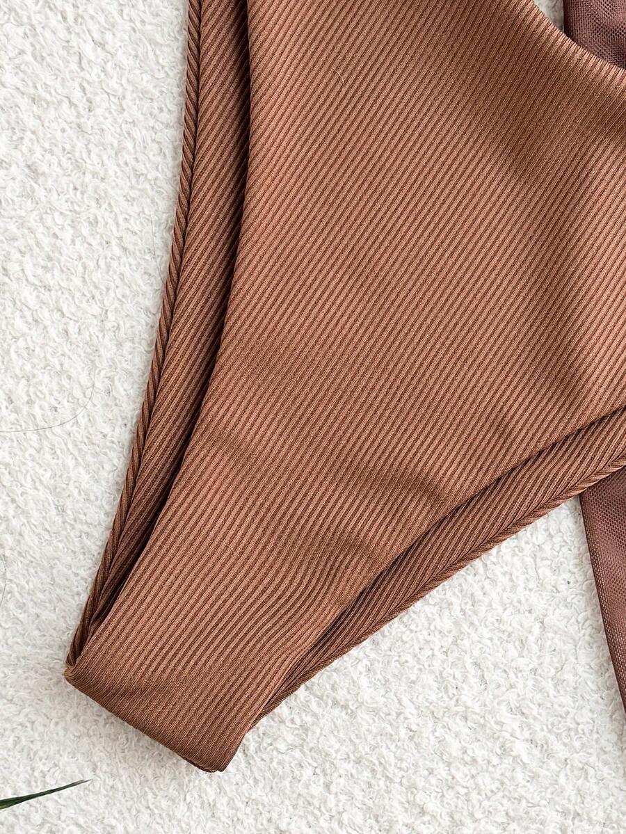 BRĄZOWY STRÓJ KĄPIELOWY SARONG KOMPLET
