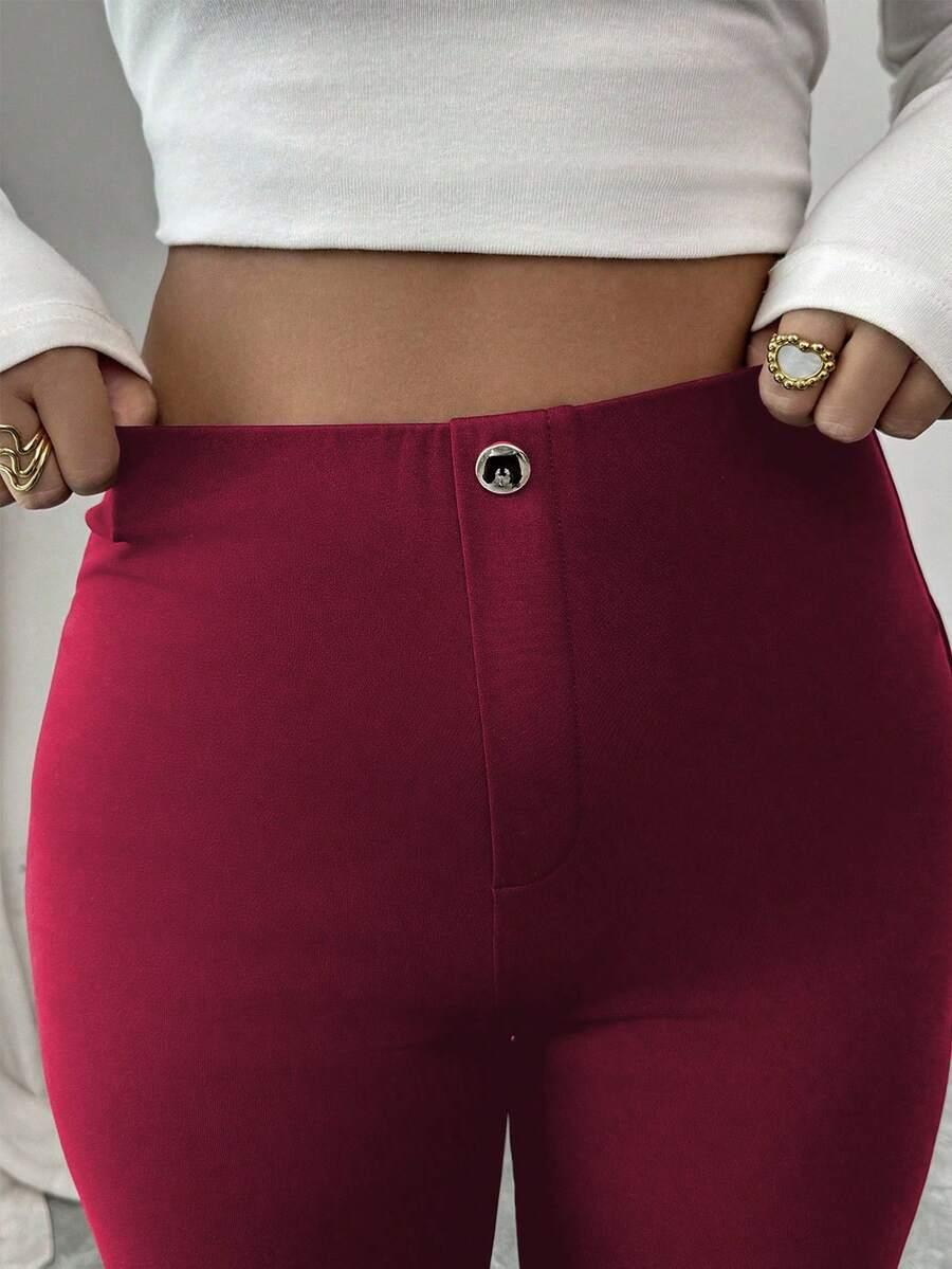 czerwone legginsy wysoki stan 