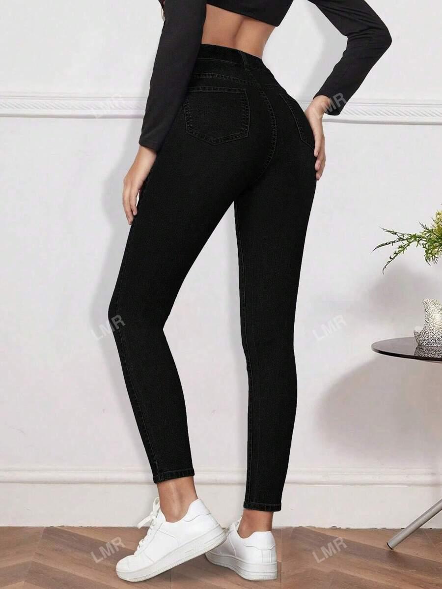 CZARNE SPODNIE JEANS RURKI 