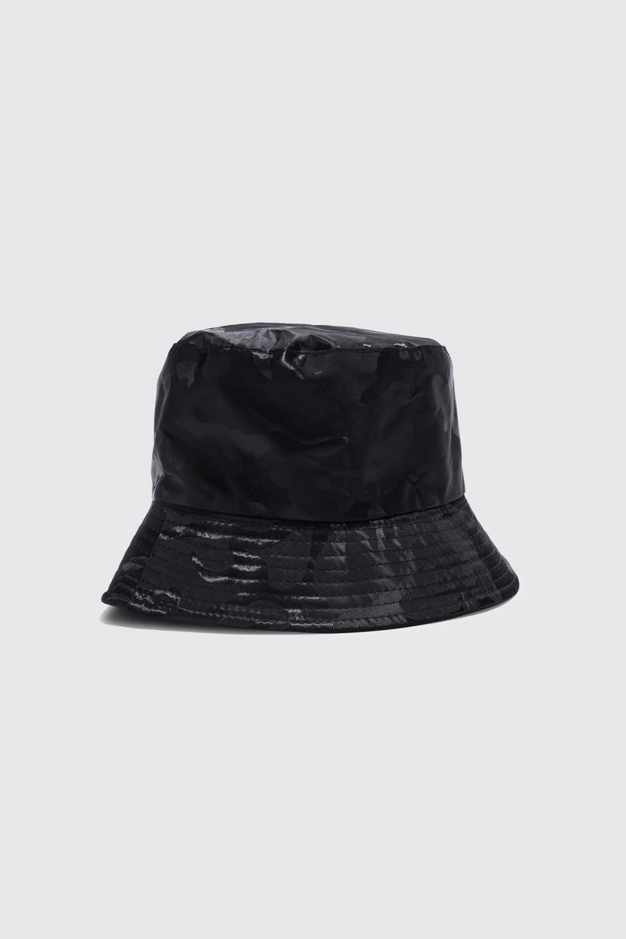 czarny kapelusz bucket wzór moro