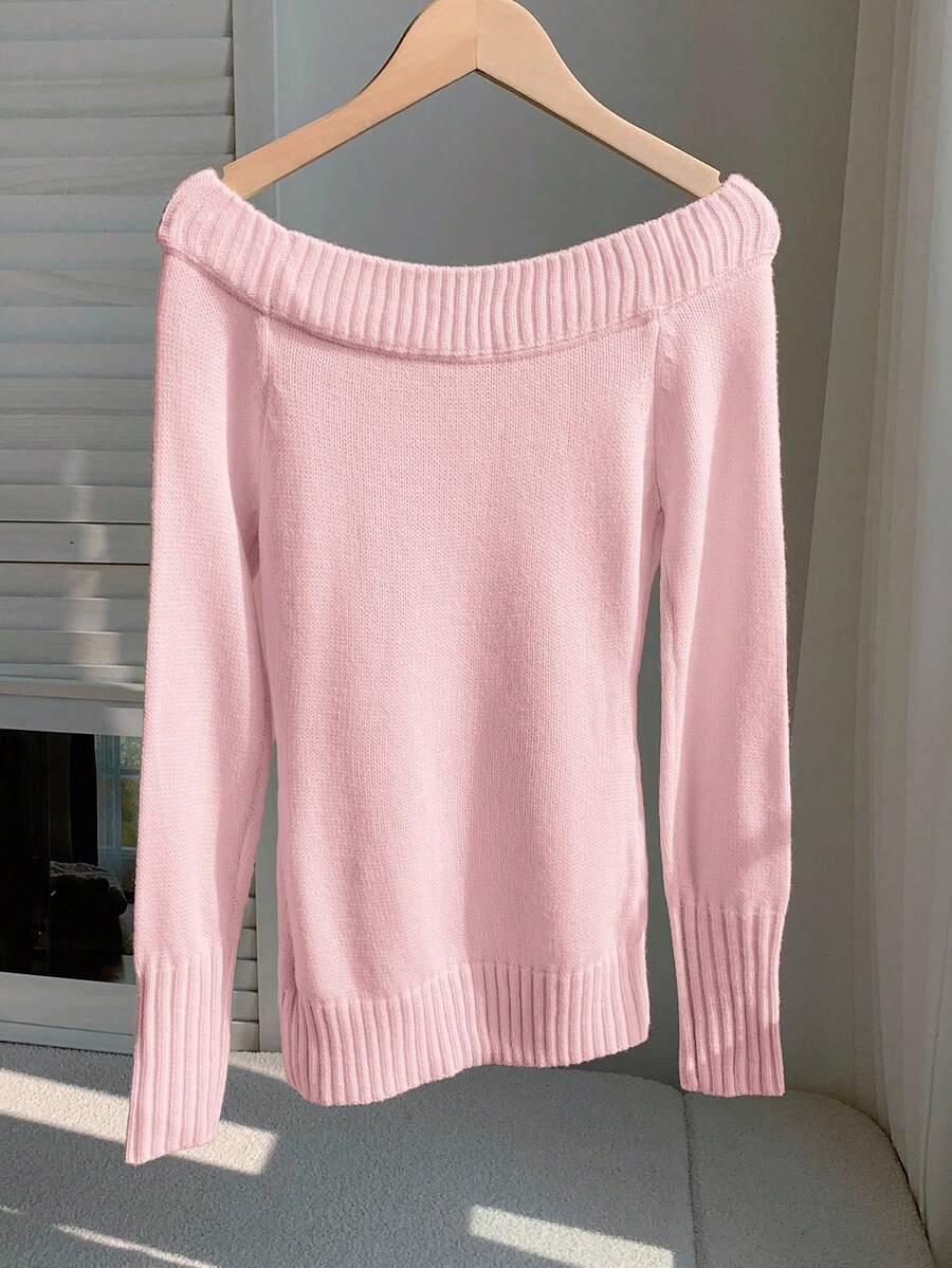 RÓŻOWY SWETER DŁUGI RĘKAW