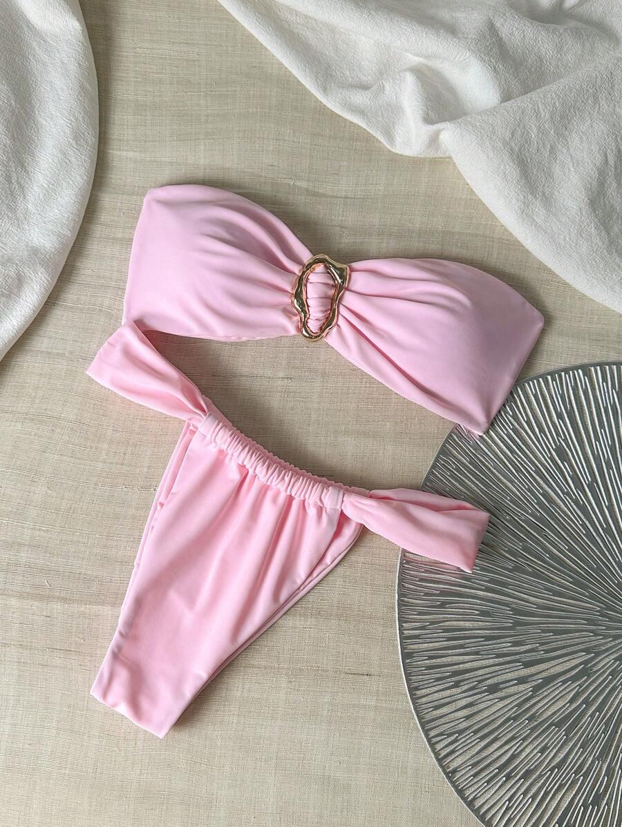 różowa góra od bikini zdobienie