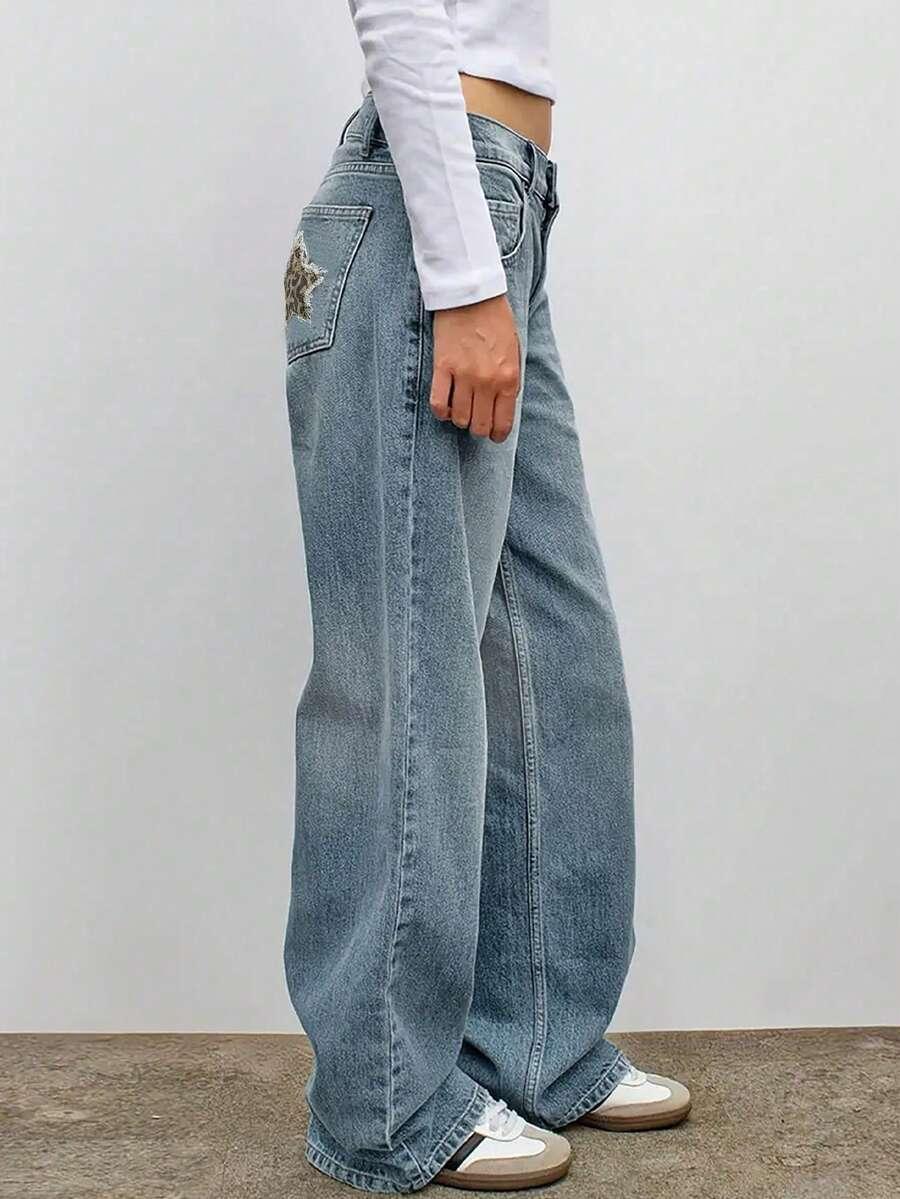 SPODNIE JEANS ZDOBIENIA