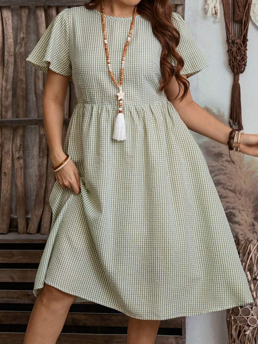 BOHO MIDI SUKIENKA PLUS SIZE KRATKA KRÓTKI RĘKAW
