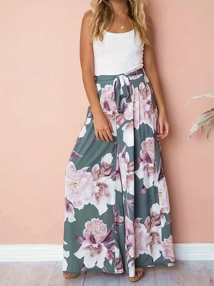 spodnie kwiaty casual