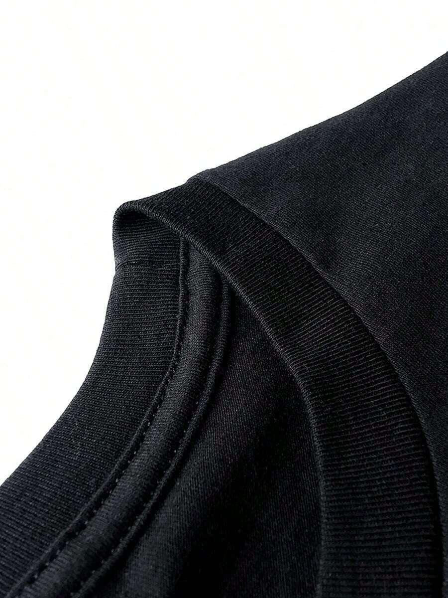 CZARNY T-SHIRT nadruk