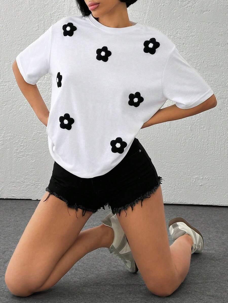 BIAŁY T-SHIRT haft