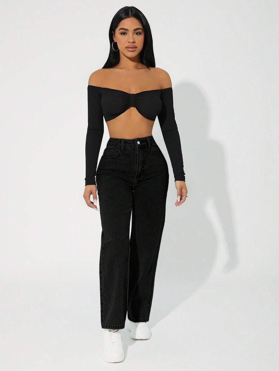 czarne jeansy casual