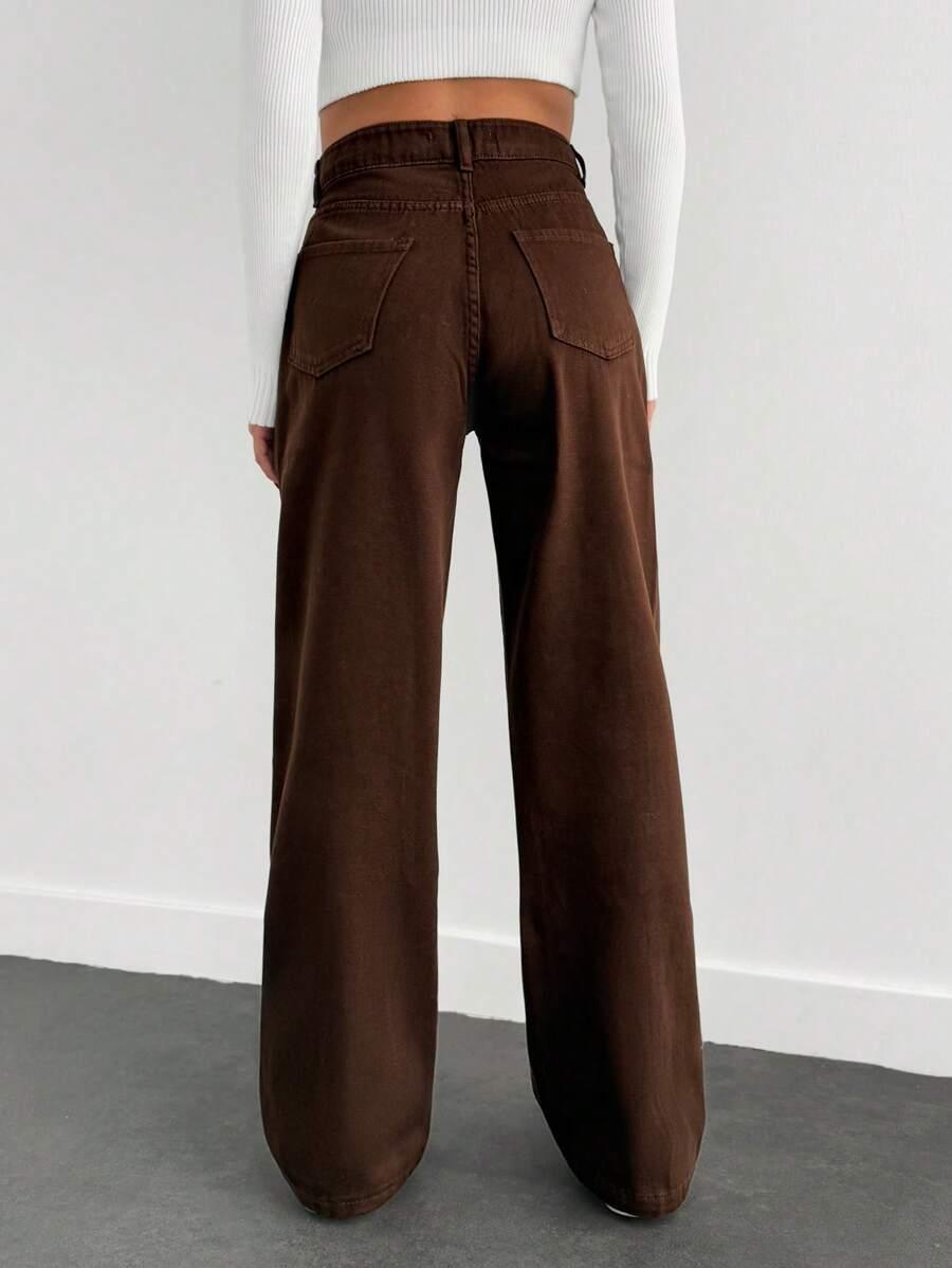 BRĄZOWE SPODNIE JEANS