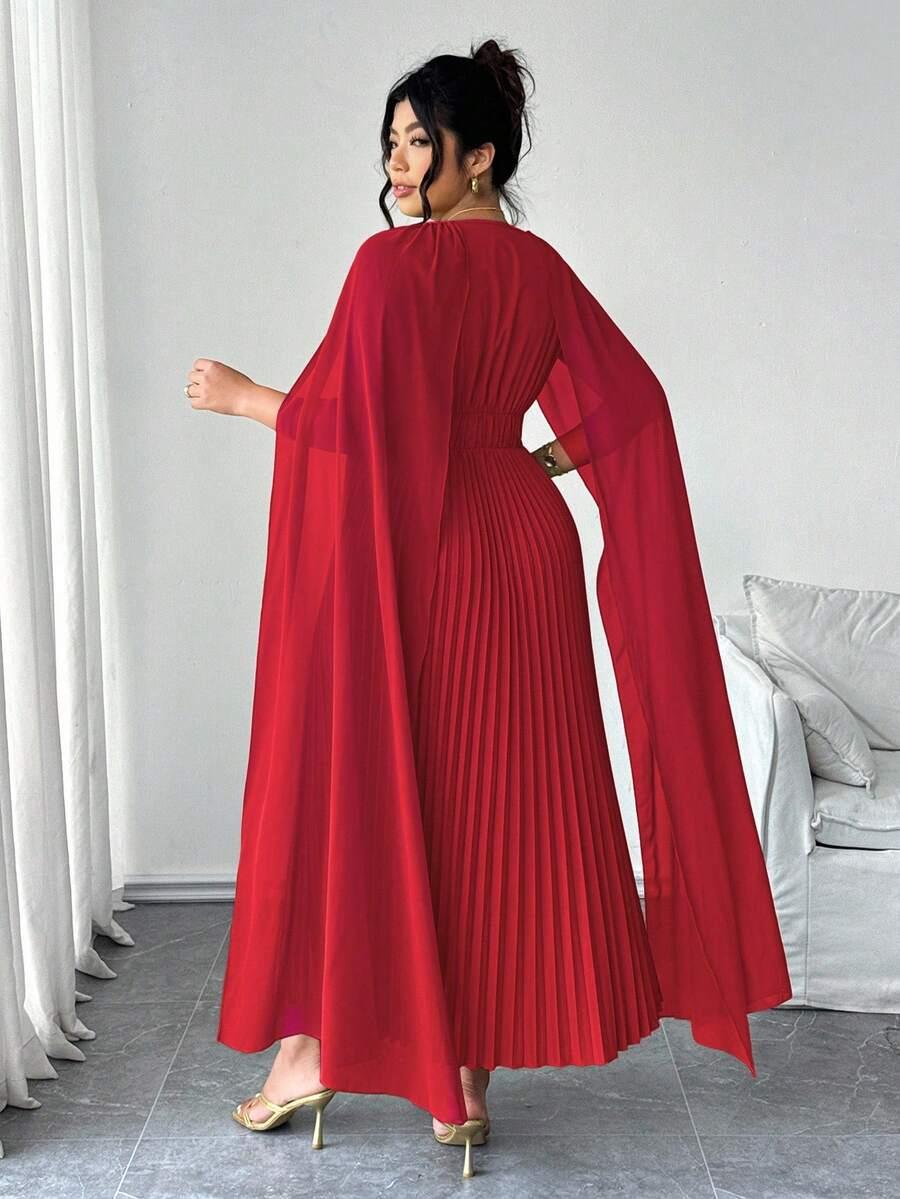 plisowana maxi sukienka v neck