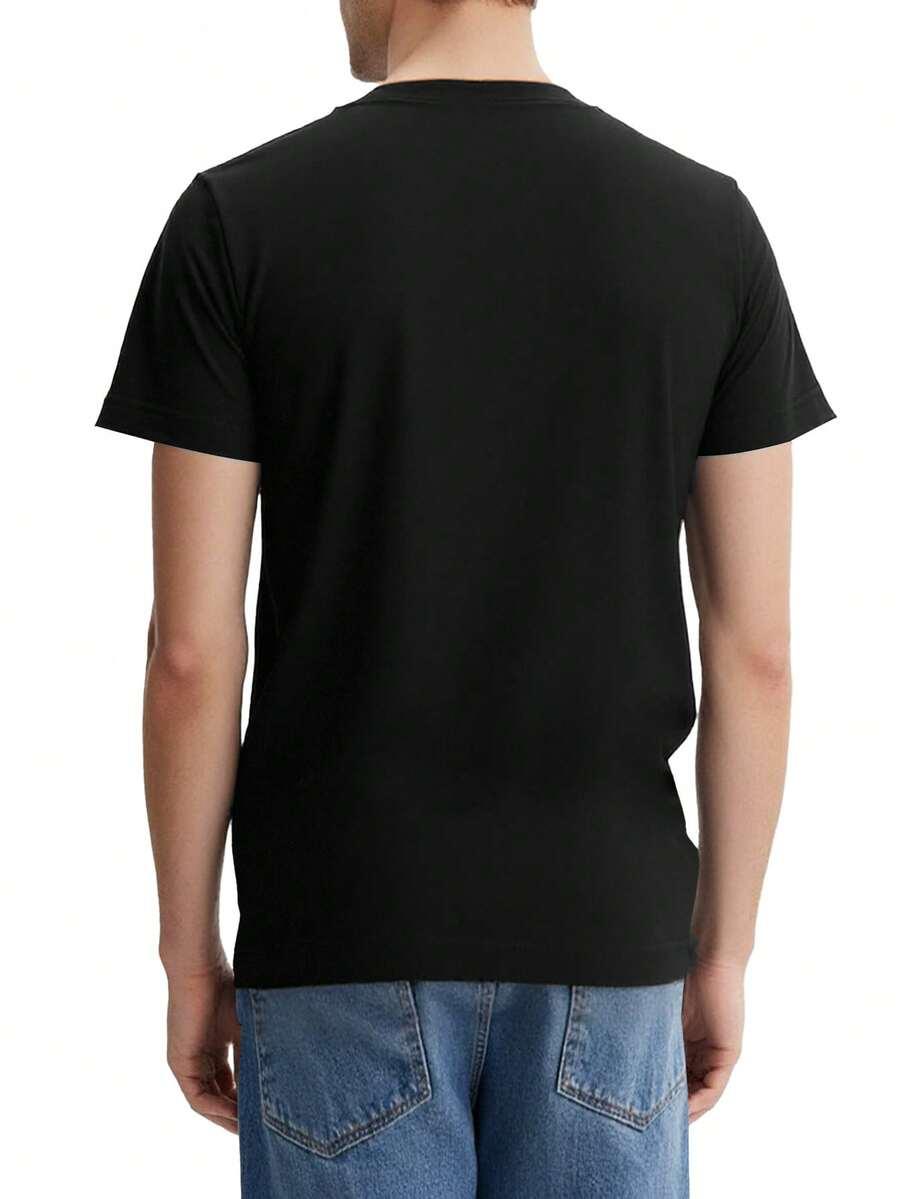 CZARNY T-SHIRT okrągły dekolt 